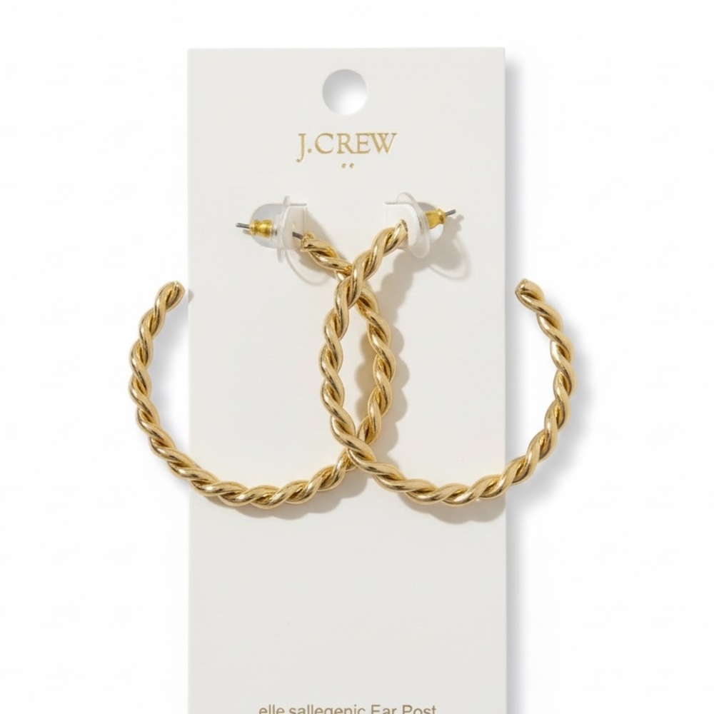 NWT J. Crew Gold twisted hoop earrings